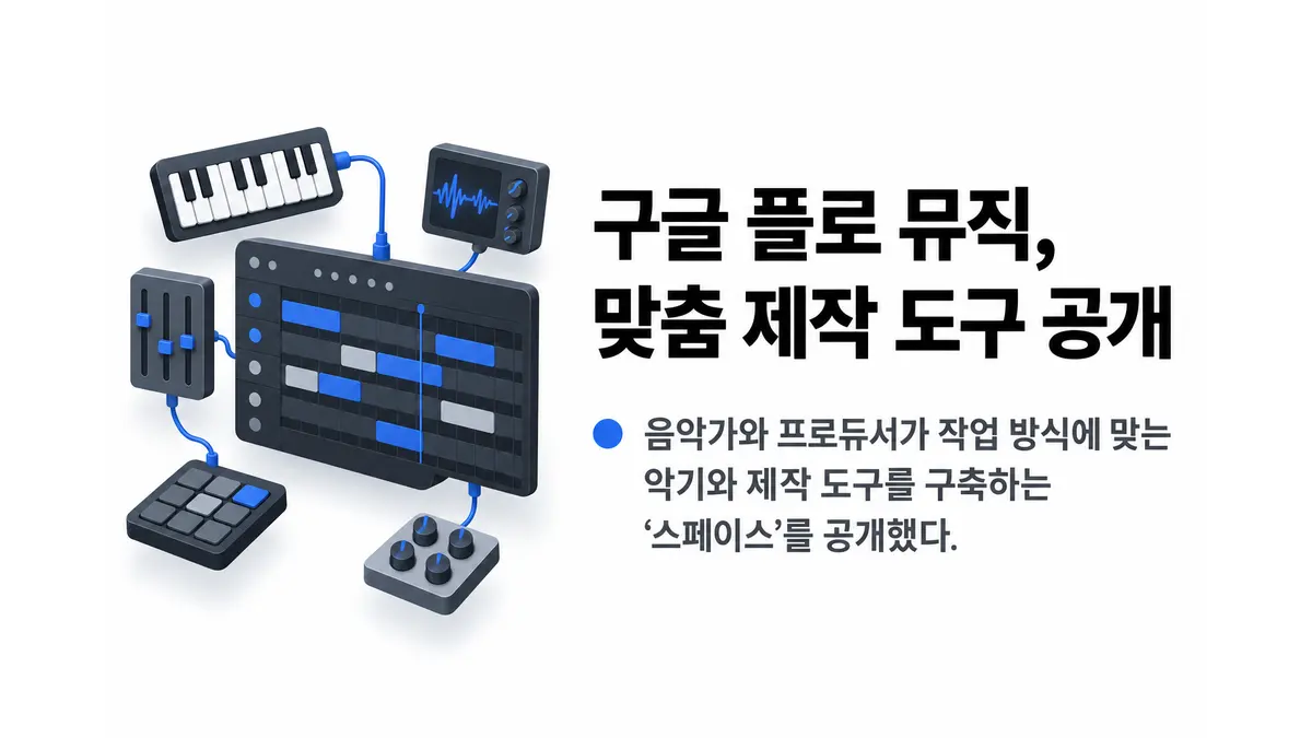 구글 플로 뮤직, 맞춤 도구 제작 기능 공개 — 기사 주제를 표현한 AI 생성 개념 삽화